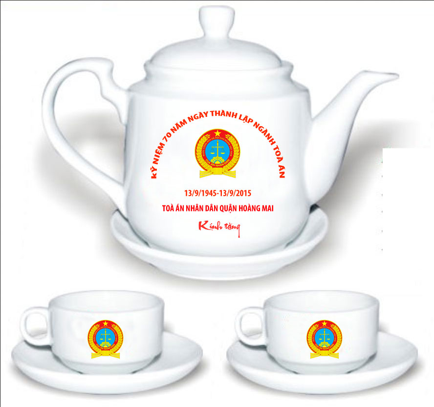 Mẫu ấm chén in logo dáng Tiệp