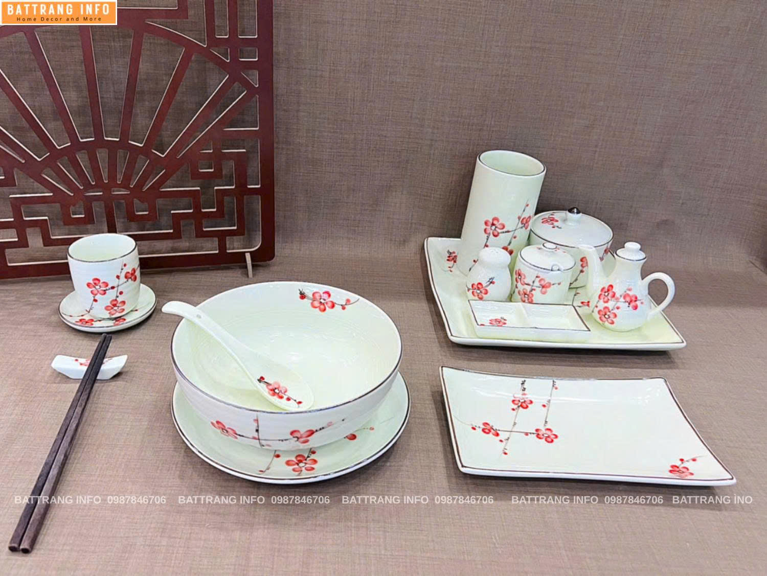 Tô Phở Gốm Sứ Bát Tràng Cao Cấp Kèm Phụ Kiện
