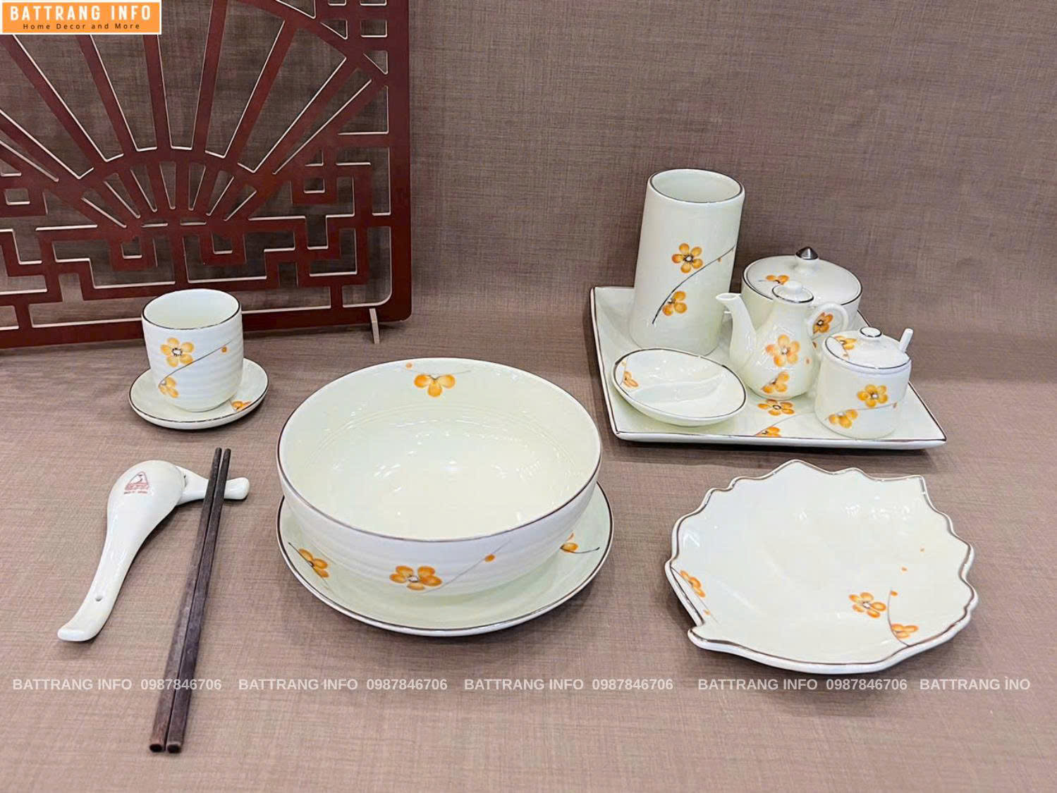 Tô Phở Gốm Sứ Bát Tràng Cao Cấp Kèm Phụ Kiện