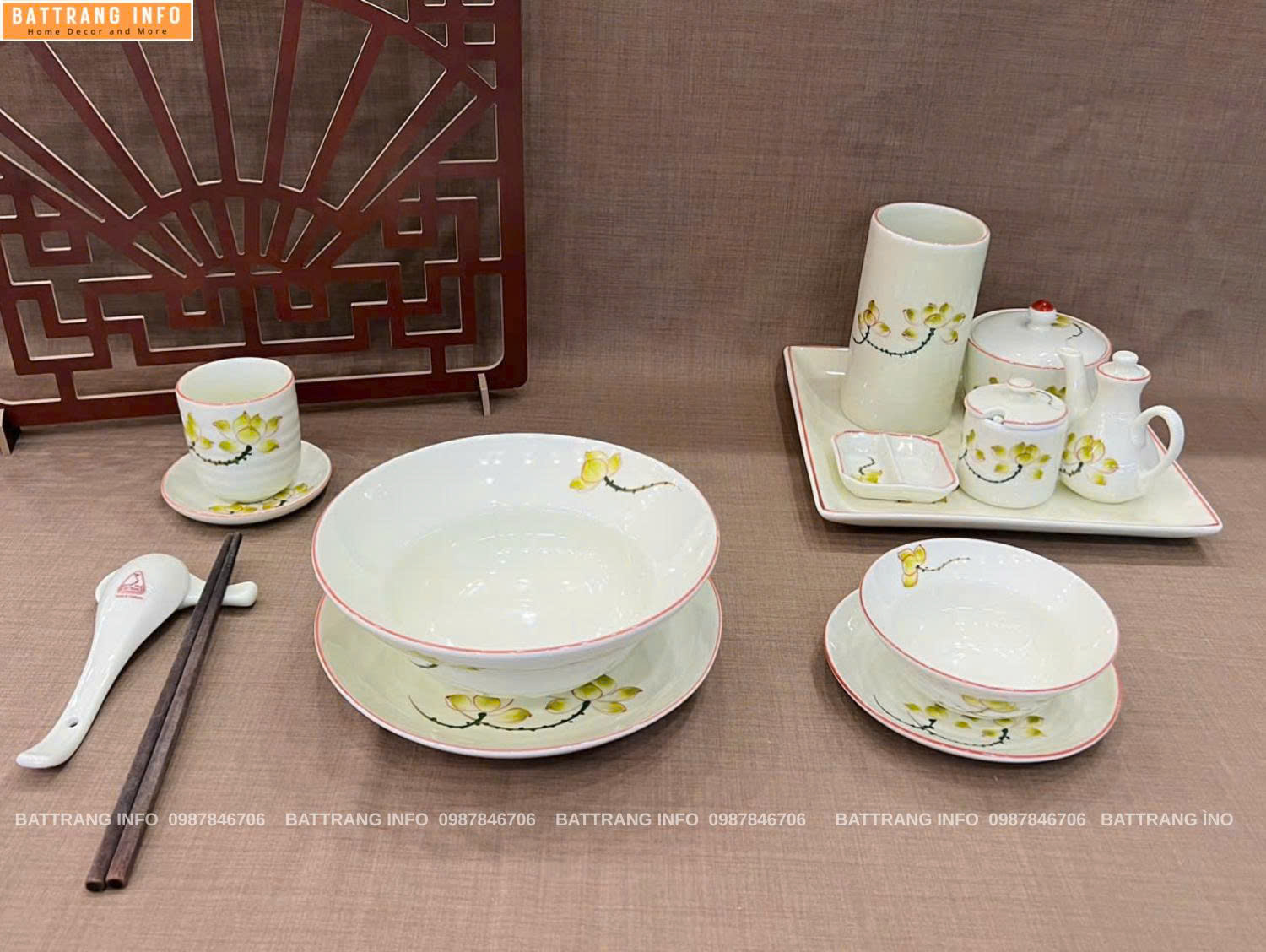 Tô Phở Gốm Sứ Bát Tràng Cao Cấp Kèm Phụ Kiện