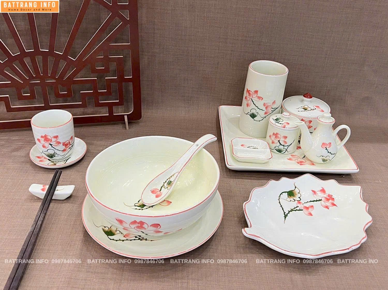 Tô Phở Gốm Sứ Bát Tràng Cao Cấp Kèm Phụ Kiện