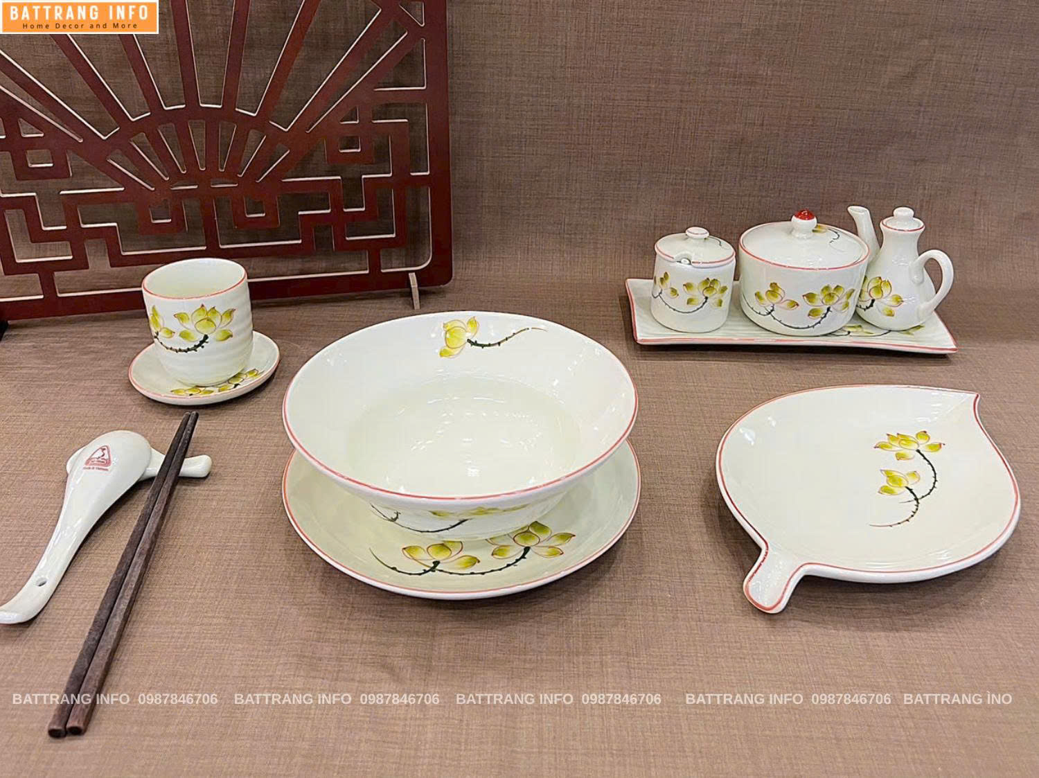 Tô Phở Gốm Sứ Bát Tràng Cao Cấp Kèm Phụ Kiện