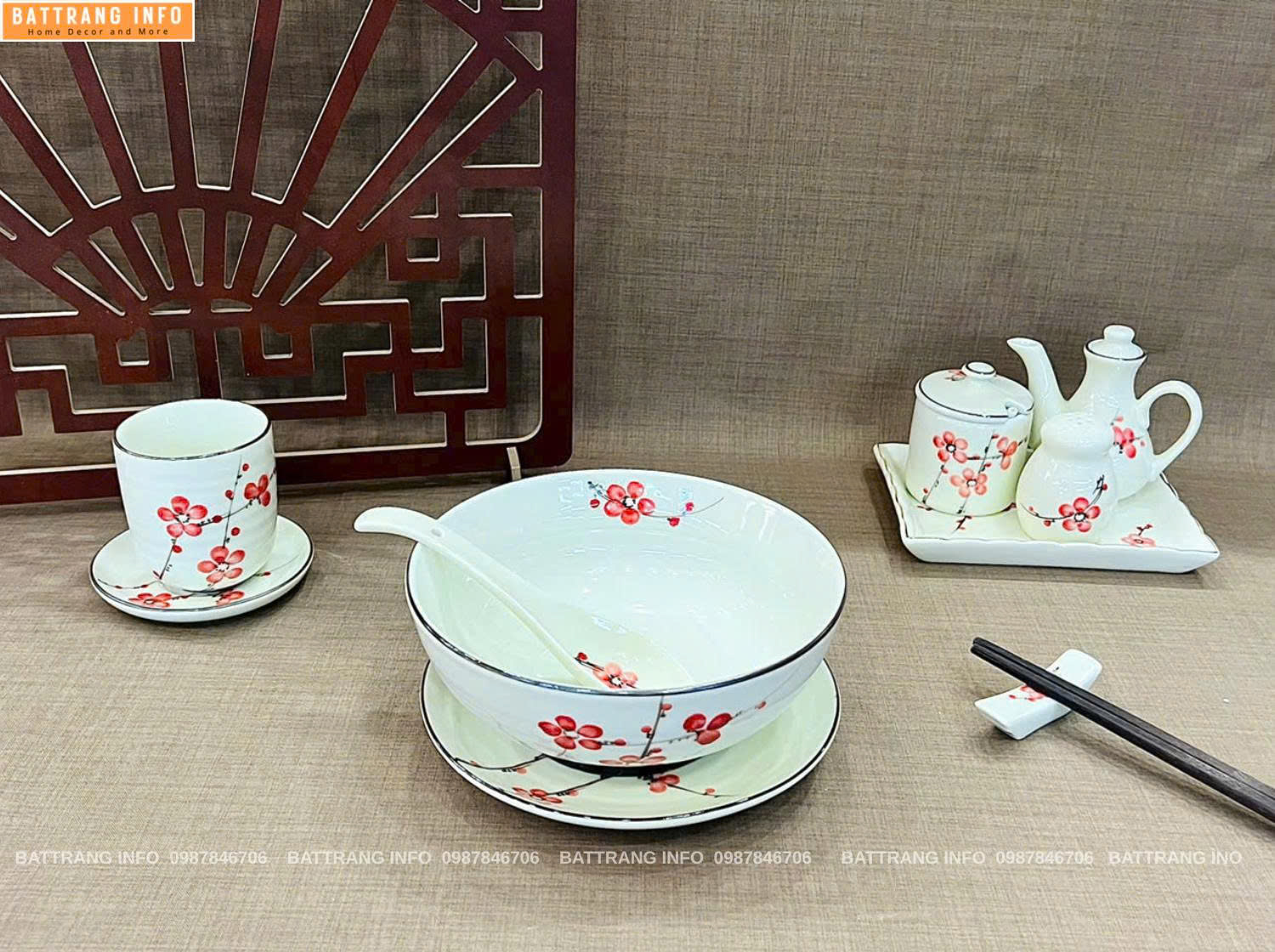 Tô Phở Gốm Sứ Bát Tràng Cao Cấp Kèm Phụ Kiện