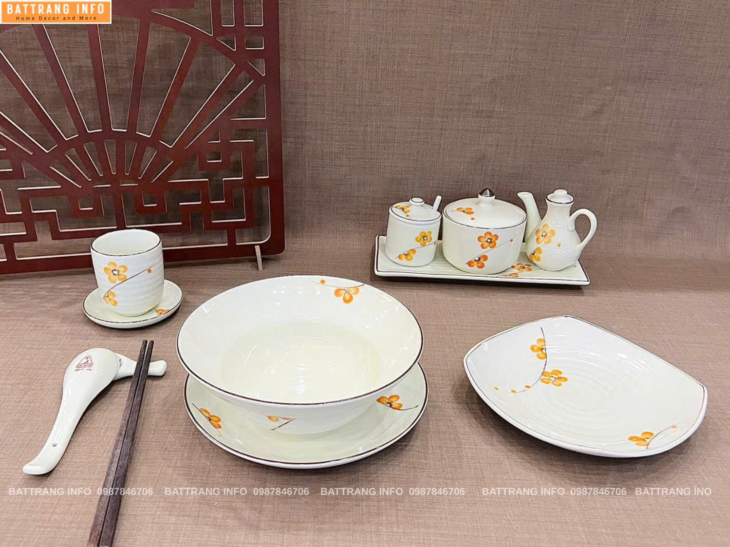 Tô Phở Gốm Sứ Bát Tràng Cao Cấp Kèm Phụ Kiện