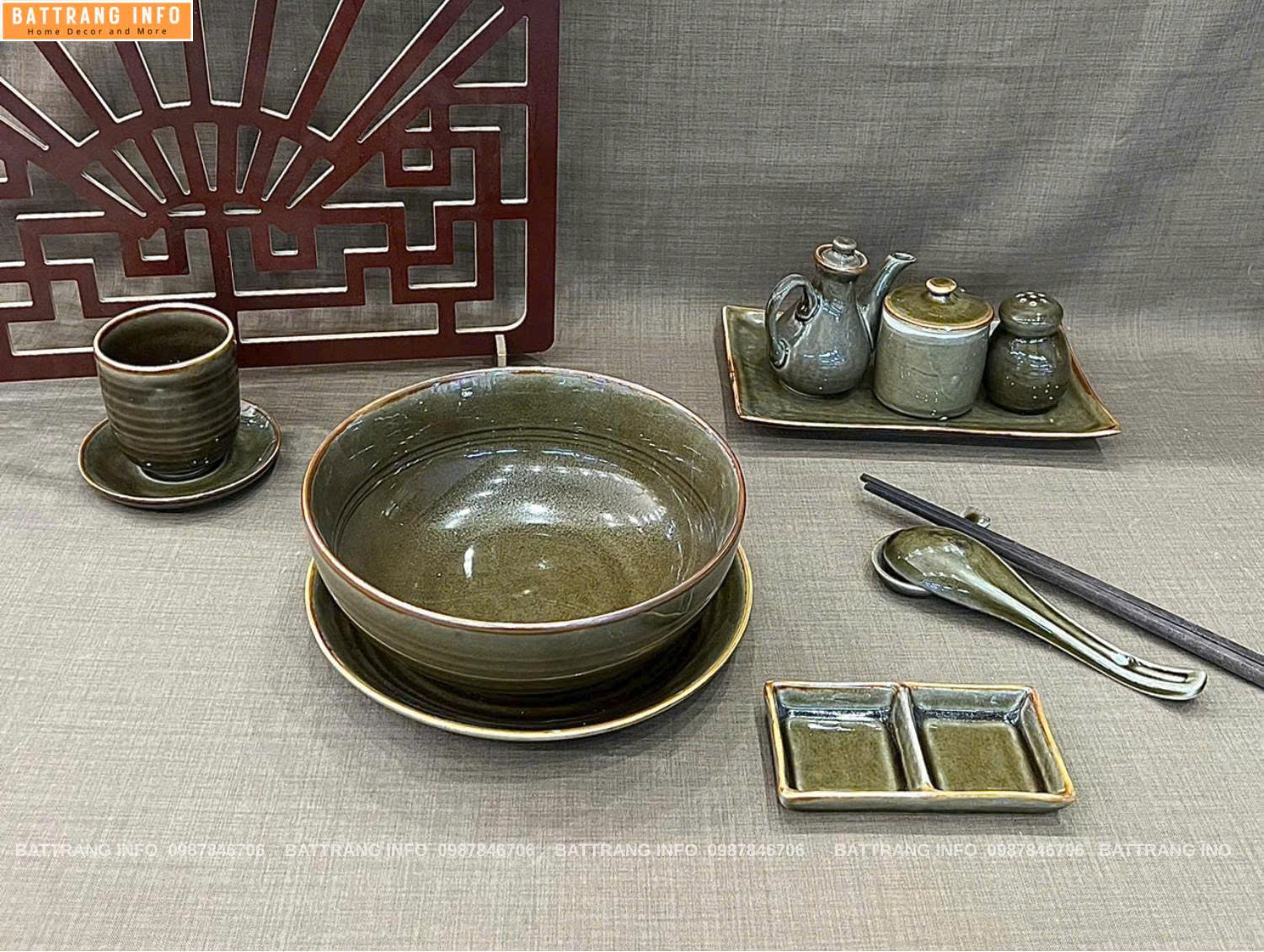 Tô Phở Gốm Sứ Bát Tràng Cao Cấp Kèm Phụ Kiện