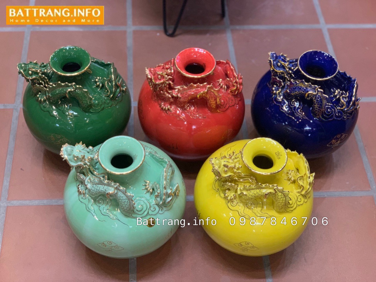 Bóng hút lộc đắp nổi rồng vẽ vàng 18k - cao 30cm - dành cho 5 mệnh Kim , Thủy ,  Mộc , Hỏa , Thổ