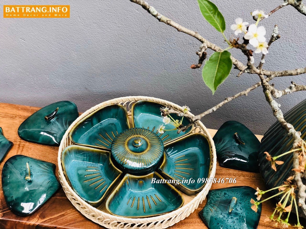 Khay mứt sứ Bát Tràng