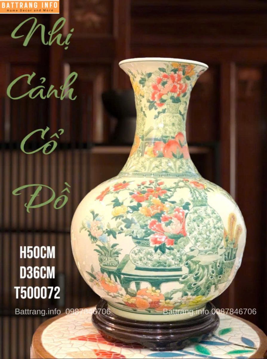 BÌNH TỎI NHỊ CẢNH  CỔ ĐỒ H50