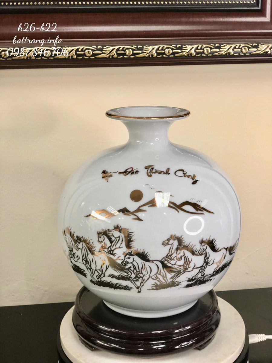 Bình Hút Lộc mã Đáo Thành Công Vẽ Vàng Cao 26cm