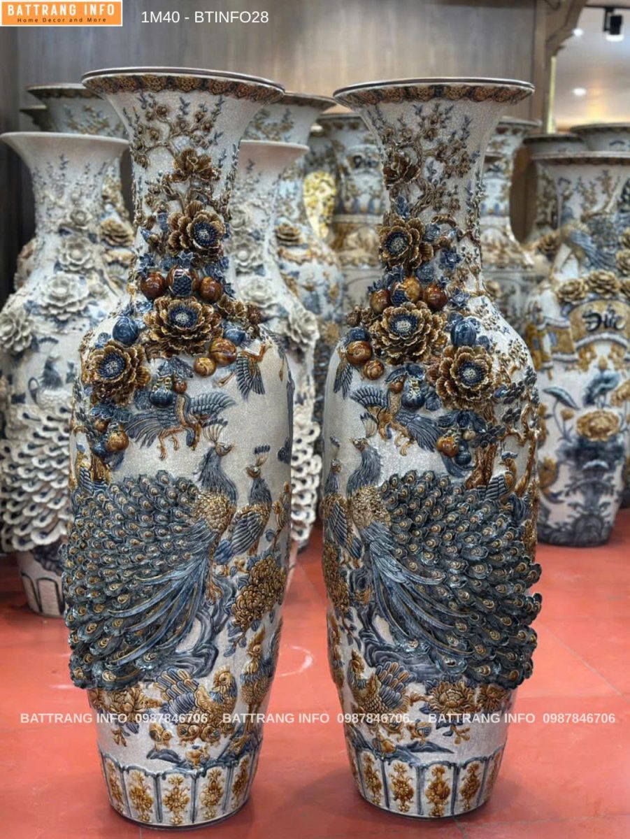 LỘC BÌNH “CÔNG DANH PHÚ QUÝ” MEN RẠN ĐẮP NỔI CAO CẤP BÁT TRÀNG
