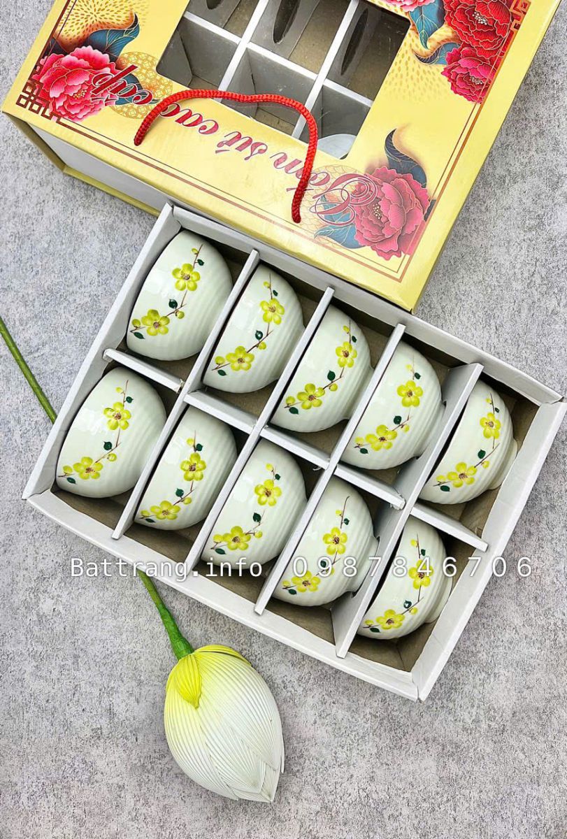 Set 10 Bát Cơm + Hộp Sang Trọng Cao Cấp Bát Tràng