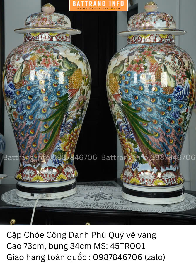 Cặp Choé Công Danh Phú Quý Vẽ Vàng Cao 73cm – Tôn Vinh Giá Trị Truyền Thống – Gửi Trọn Vẹn Ý Nghĩa Phong Thủy