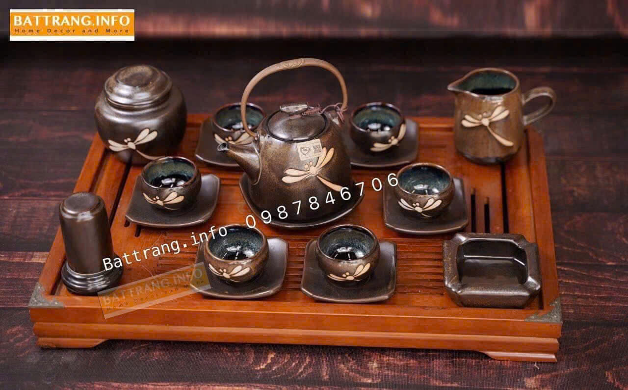 Bộ Ấm Chén Men Hoả Biến Cao Cấp Bát Tràng