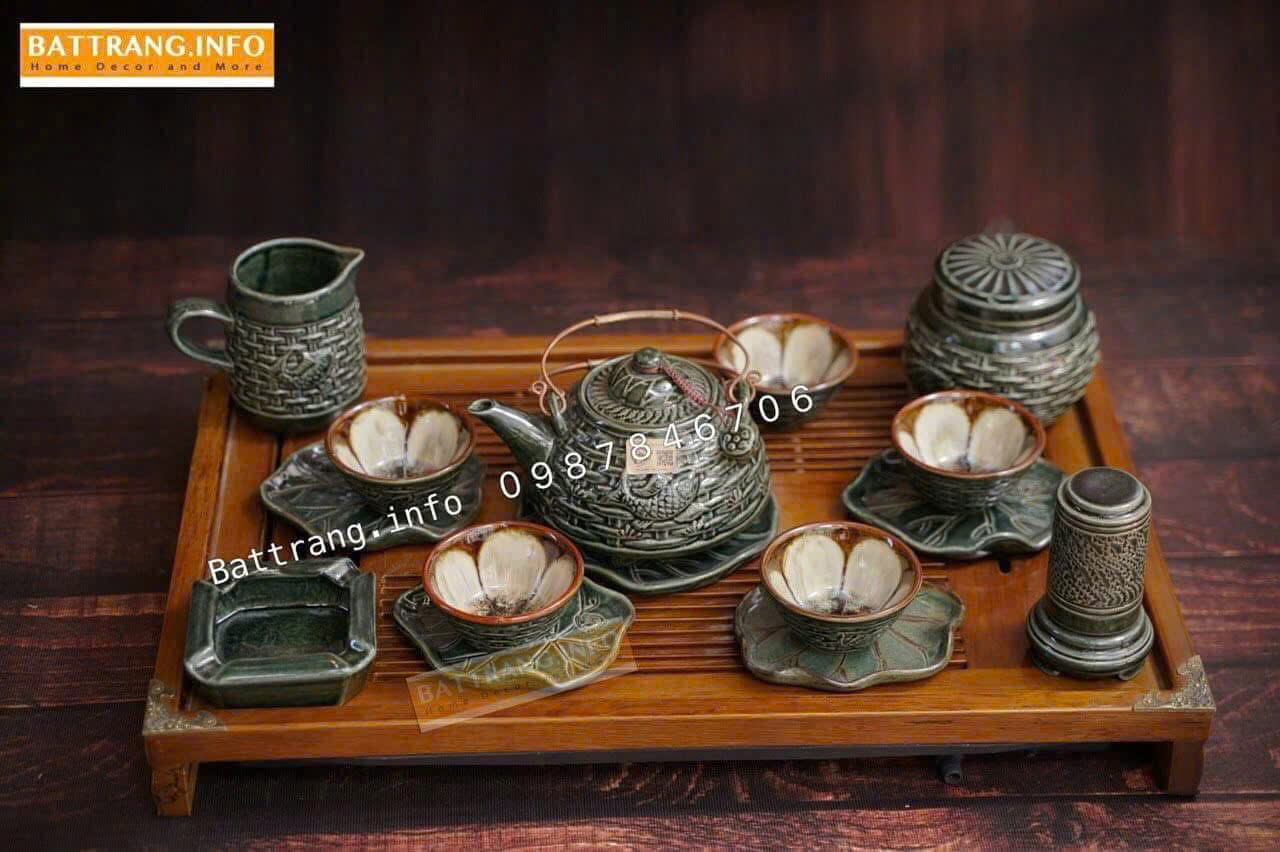Bộ Ấm Chén Men Hoả Biến Cao Cấp Bát Tràng