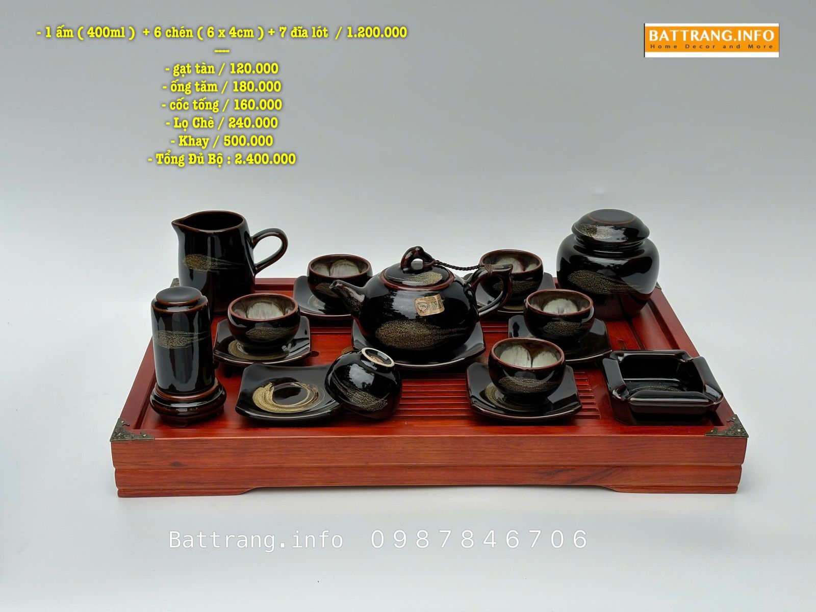 Bộ Ấm Chén Men Hoả Biến Cao Cấp Bát Tràng