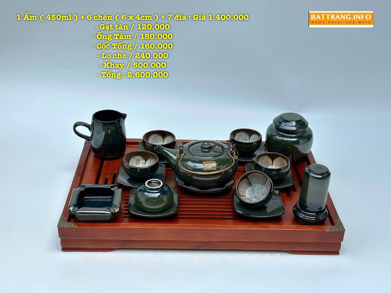 Bộ Ấm Chén Men Hoả Biến Cao Cấp Bát Tràng