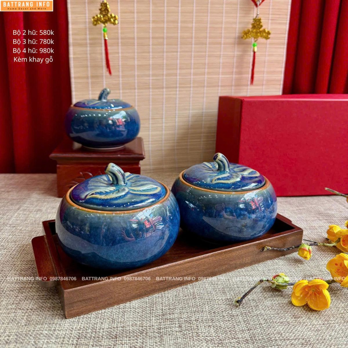 Hũ mứt quả bí gốm Bát Tràng