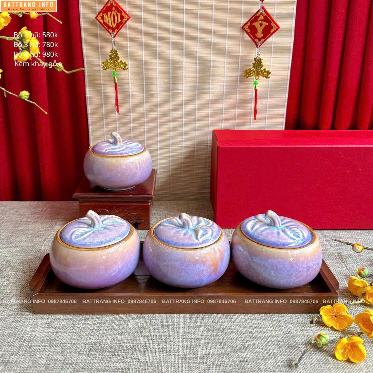 Hũ mứt quả bí gốm Bát Tràng