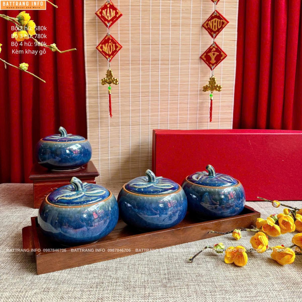 Hũ mứt quả bí gốm Bát Tràng