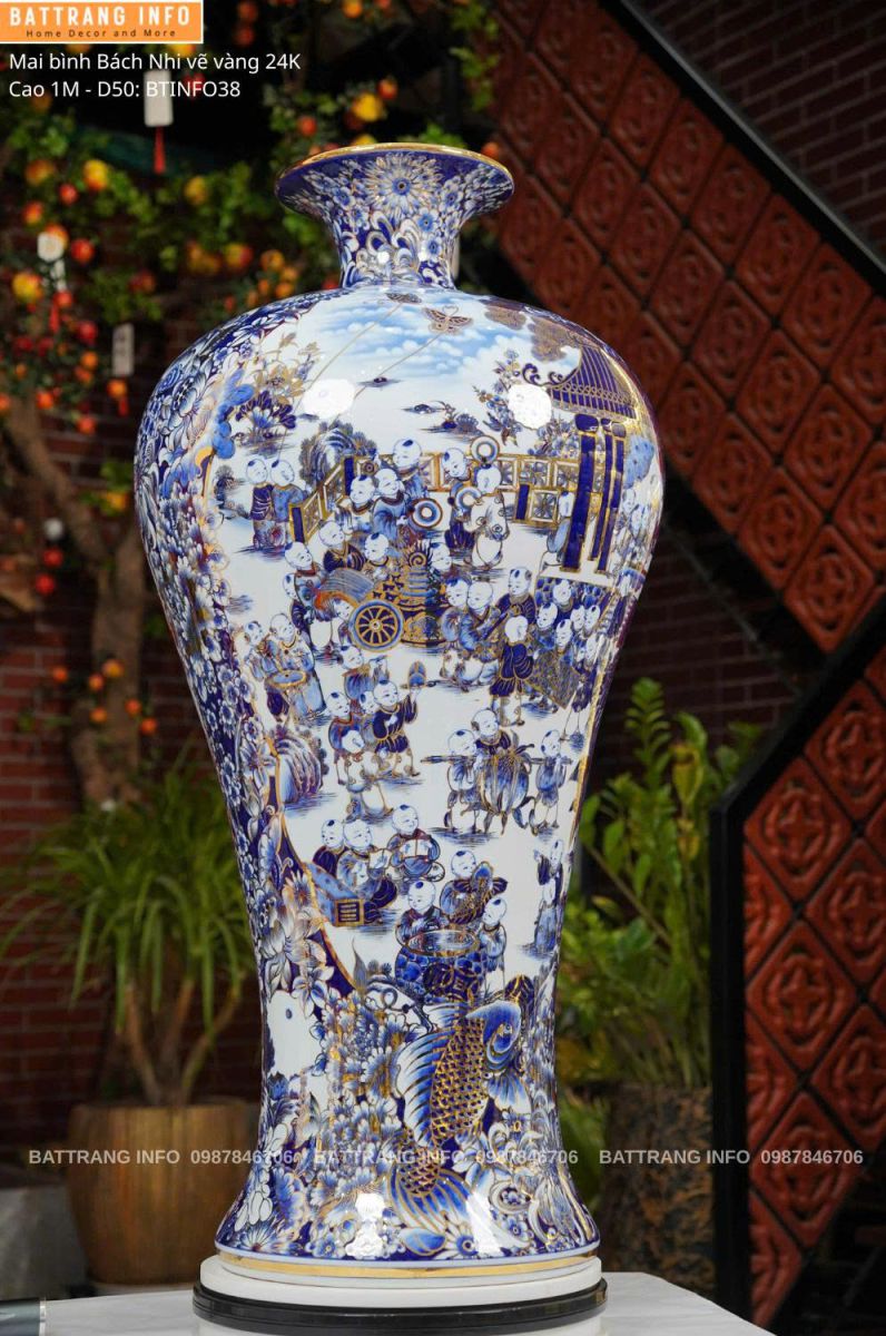 Mai Bình Bách Nhi Vẽ Vàng 24K Cao Cấp Bát Tràng