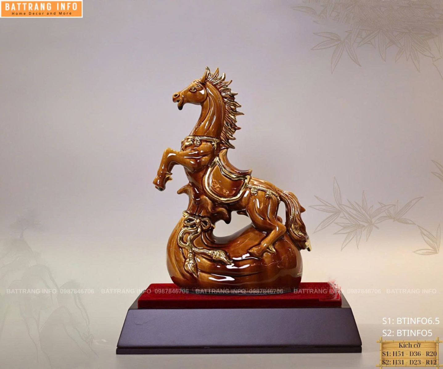 Linh Vật Năm 2026 Sứ Bát Tràng Vẽ Vàng 24k