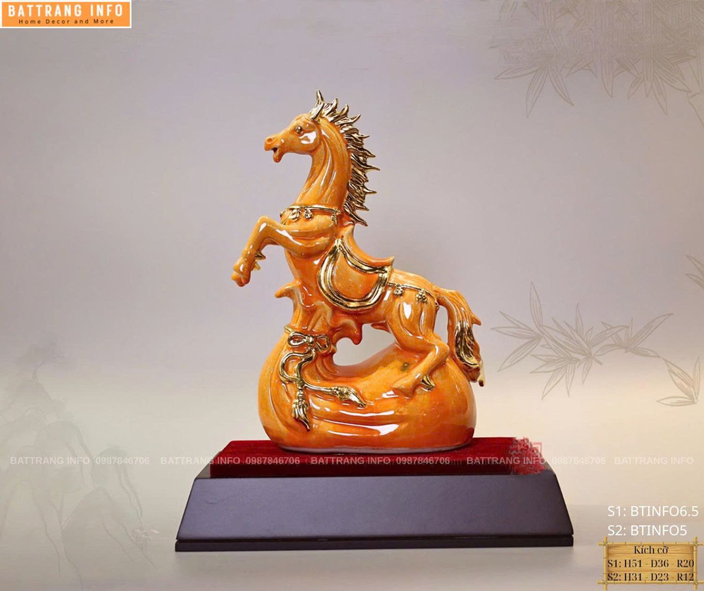 Linh Vật Năm 2026 Sứ Bát Tràng Vẽ Vàng 24k