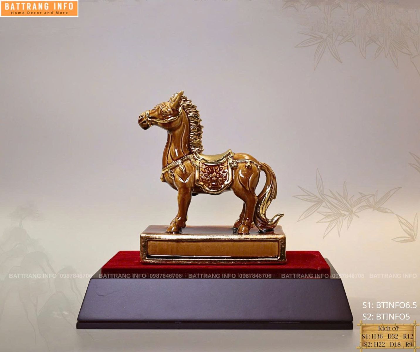 Linh Vật Năm 2026 Sứ Bát Tràng Vẽ Vàng 24k