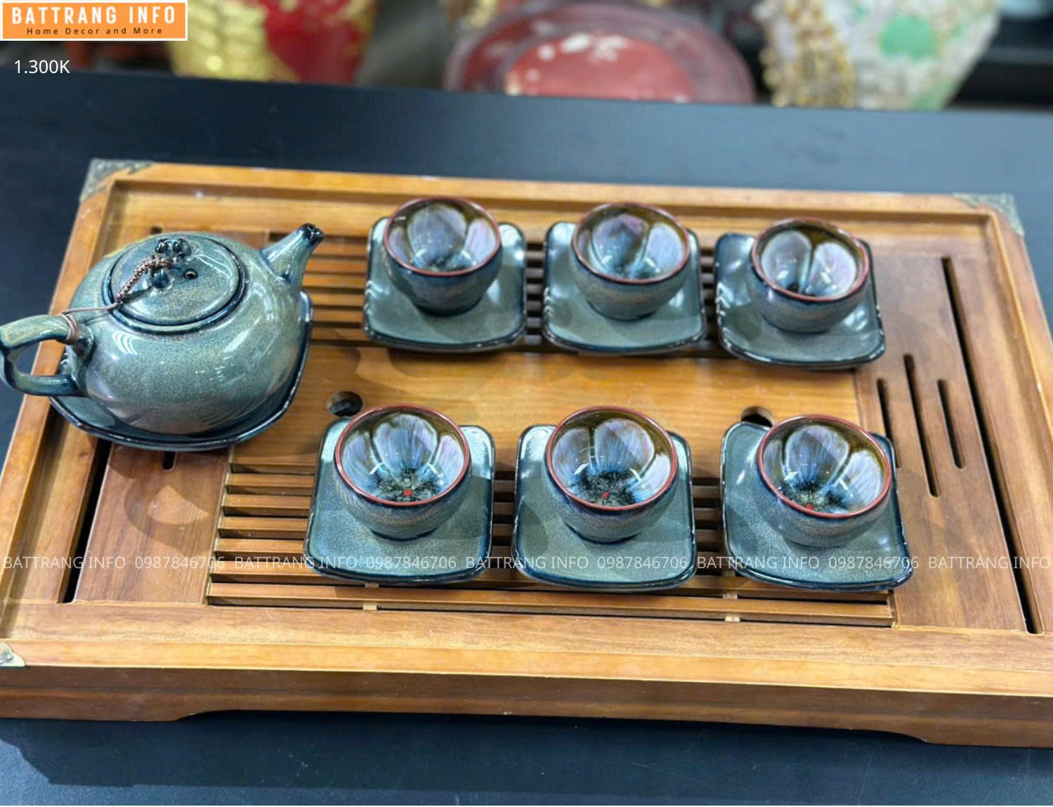 Bộ Ấm Chén Men Hoả Biến Cao Cấp Bát Tràng