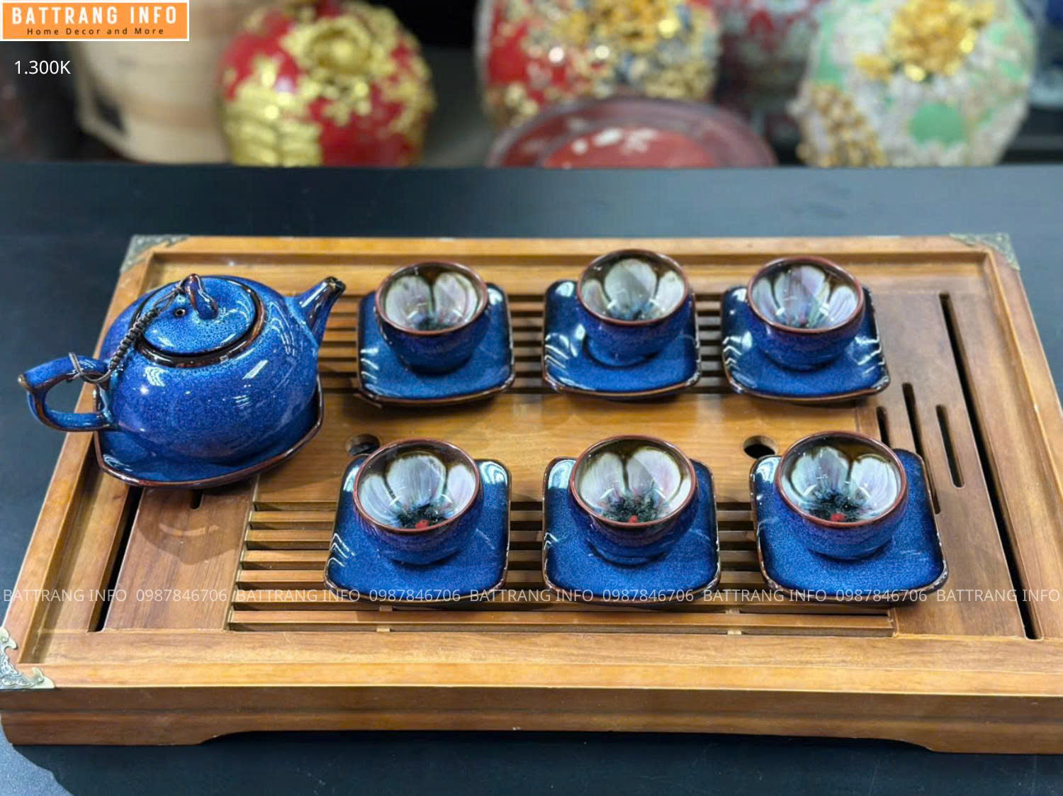 Bộ Ấm Chén Men Hoả Biến Cao Cấp Bát Tràng