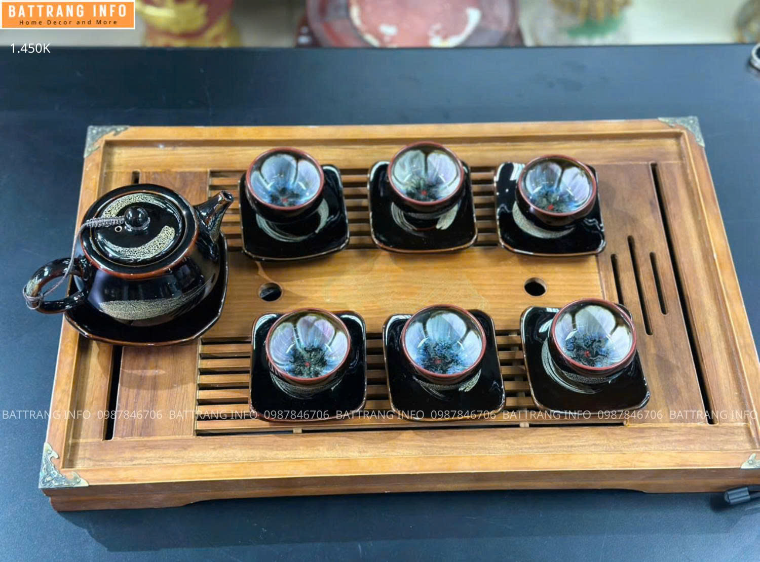 Bộ Ấm Chén Men Hoả Biến Cao Cấp Bát Tràng