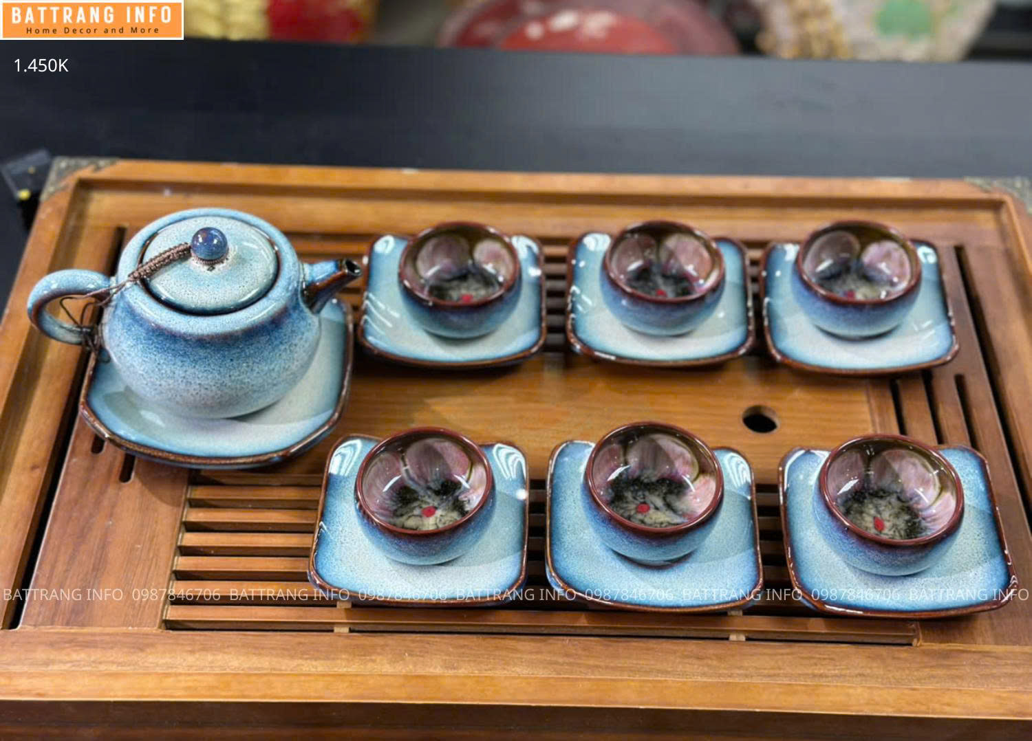 Bộ Ấm Chén Men Hoả Biến Cao Cấp Bát Tràng