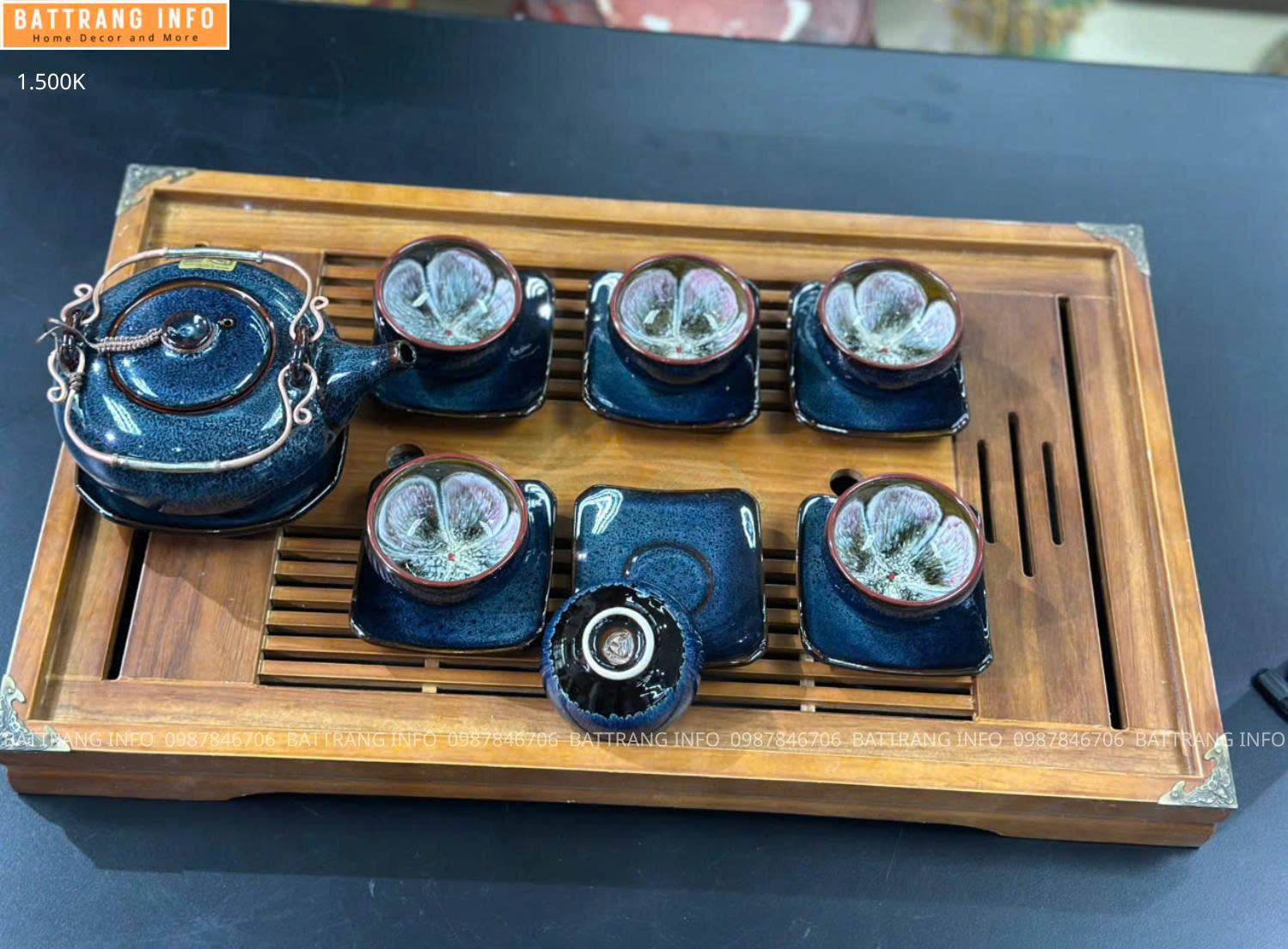 Bộ Ấm Chén Men Hoả Biến Cao Cấp Bát Tràng
