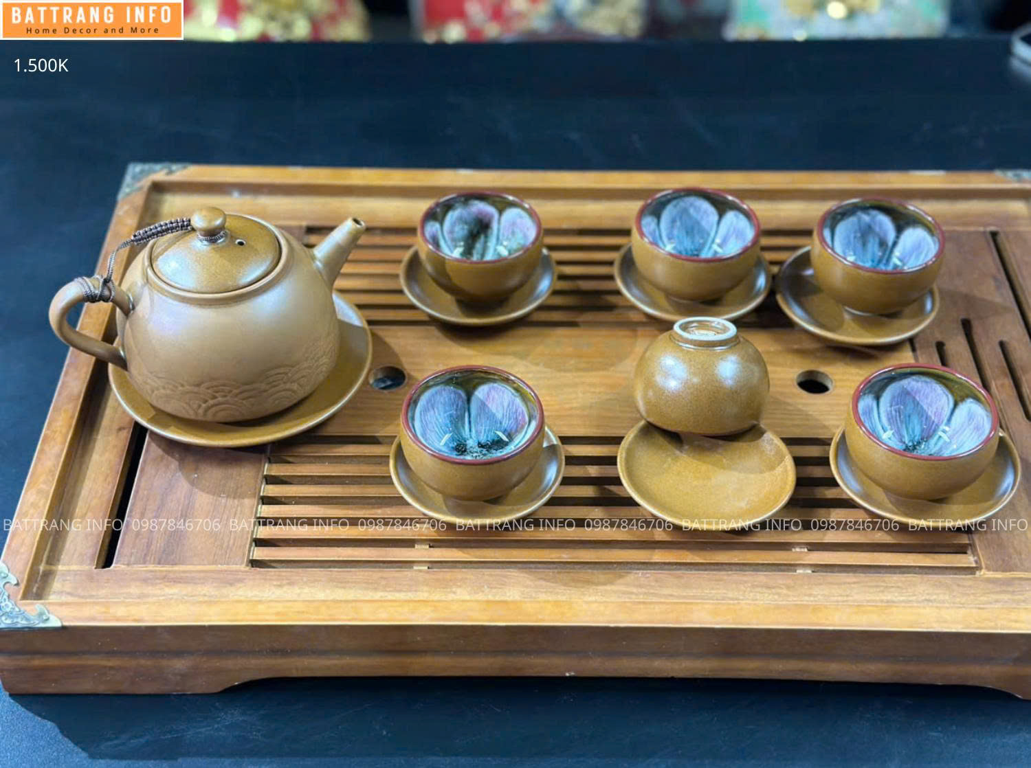 Bộ Ấm Chén Men Hoả Biến Cao Cấp Bát Tràng