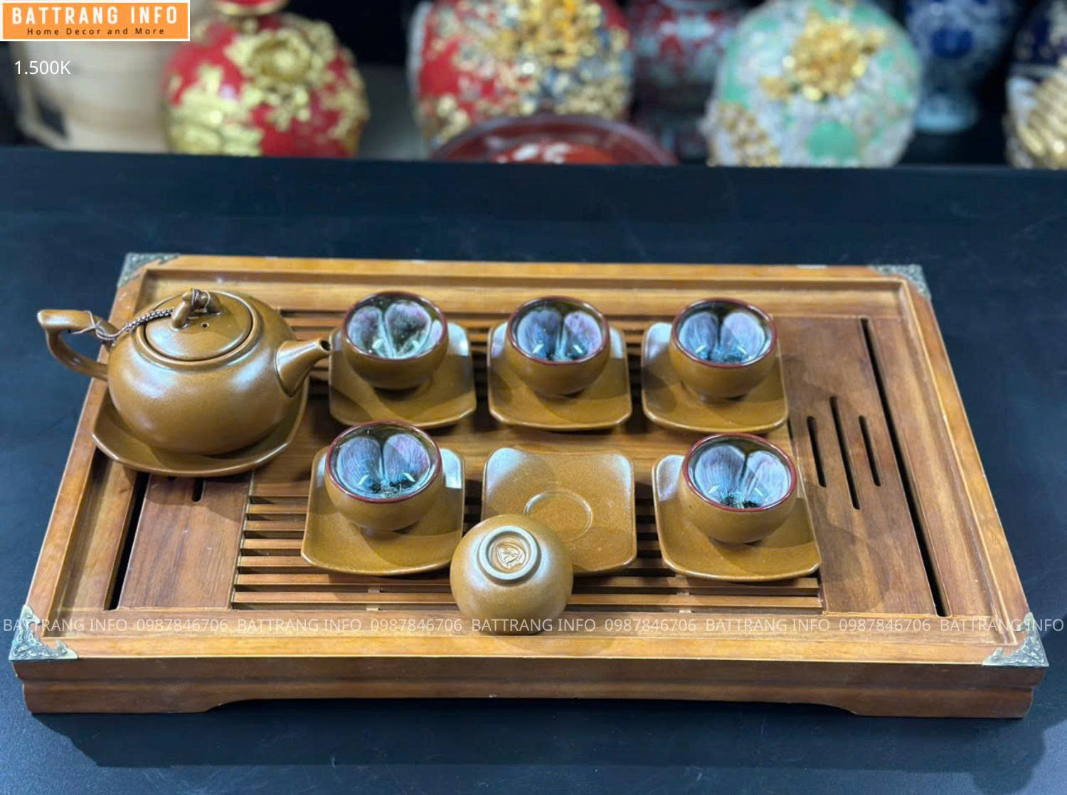 Bộ Ấm Chén Men Hoả Biến Cao Cấp Bát Tràng