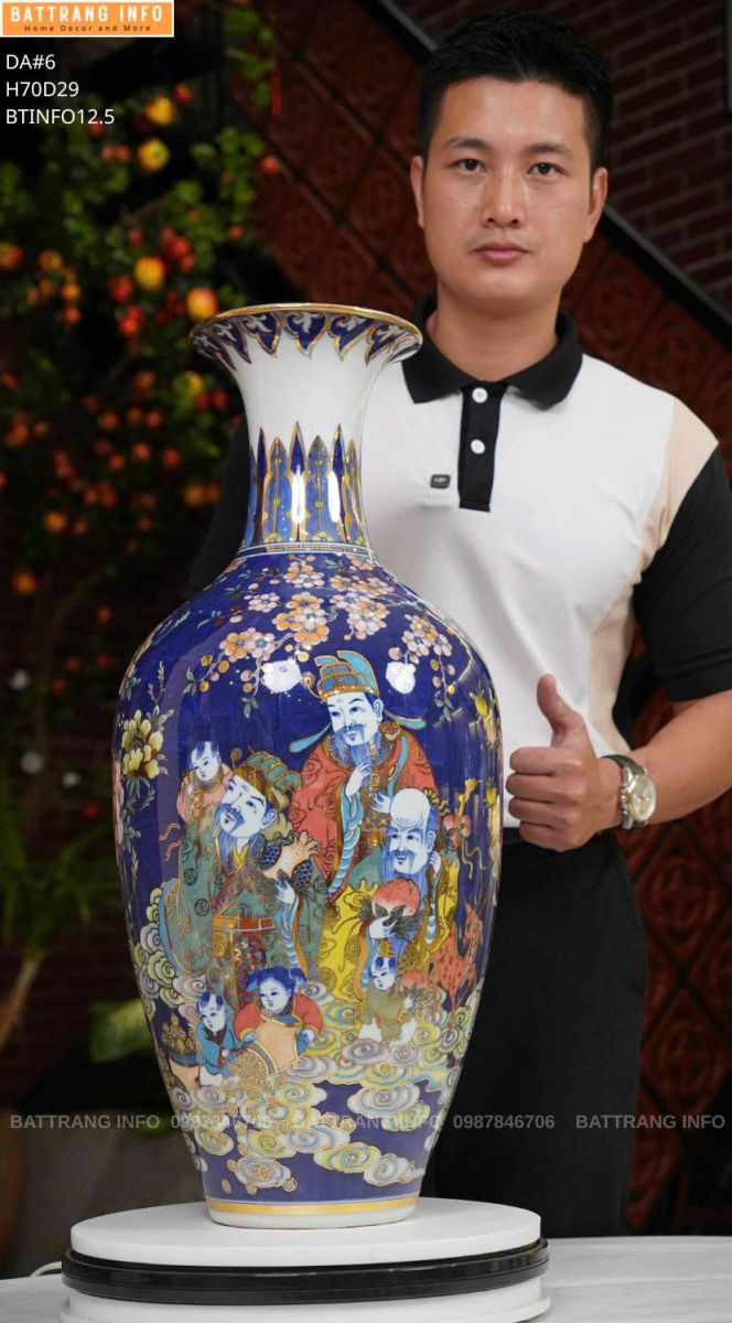 Bảo Bình Tam Đa Phúc Lộc Thọ Cao 70cm Vẽ Vàng 24K – Mang Ý Nghĩa Tài Lộc & Thịnh Vượng