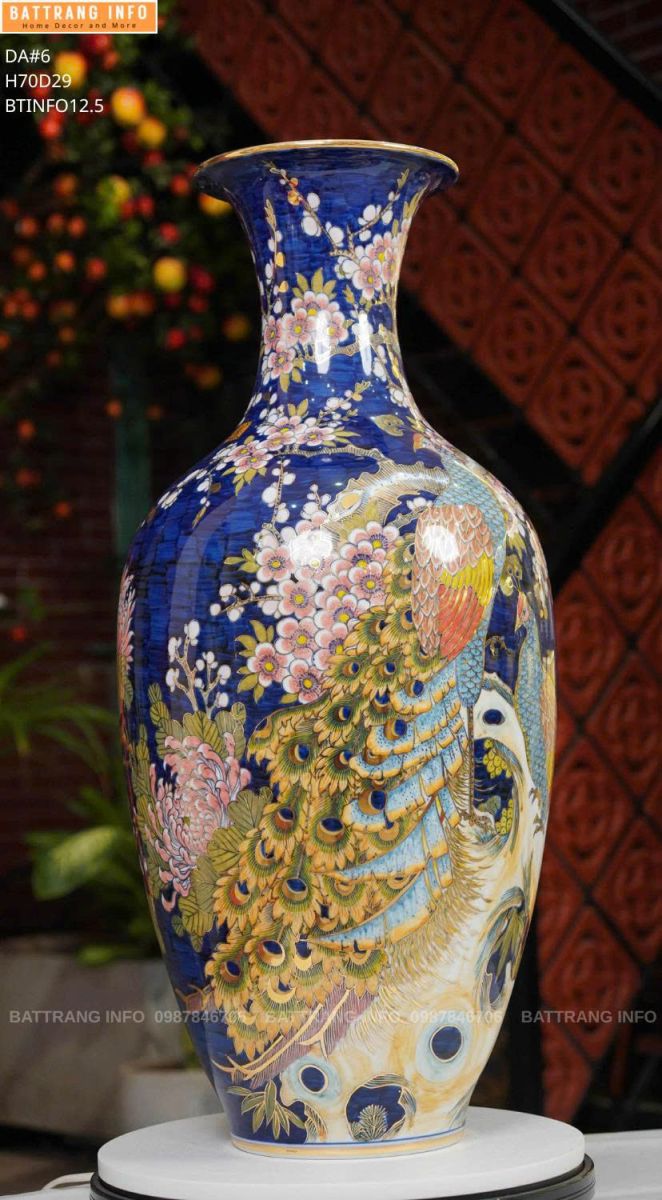 Bảo Bình Công Danh Phú Quý Cao 70cm – Vẽ Vàng 24K Cao Cấp Bát Tràng