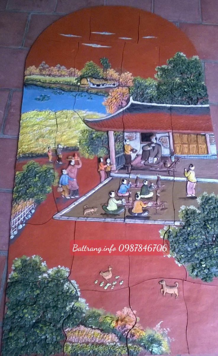 Tranh Gốm Ghép Mảnh Trang Trí Sân Vườn Cao Cấp Bát Tràng