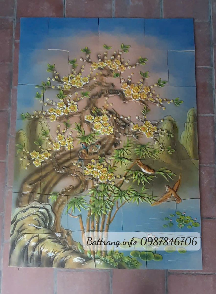 Tranh Gốm Ghép Mảnh Trang Trí Sân Vườn Cao Cấp Bát Tràng