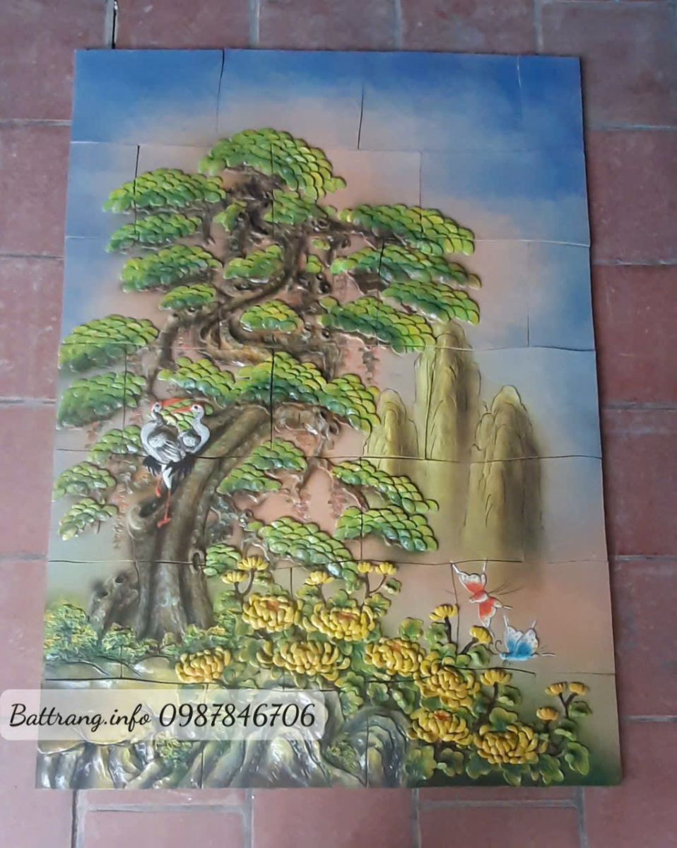 Tranh Gốm Ghép Mảnh Trang Trí Sân Vườn Cao Cấp Bát Tràng
