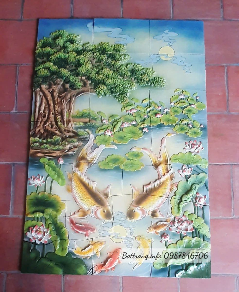 Tranh Gốm Ghép Mảnh Trang Trí Sân Vườn Cao Cấp Bát Tràng
