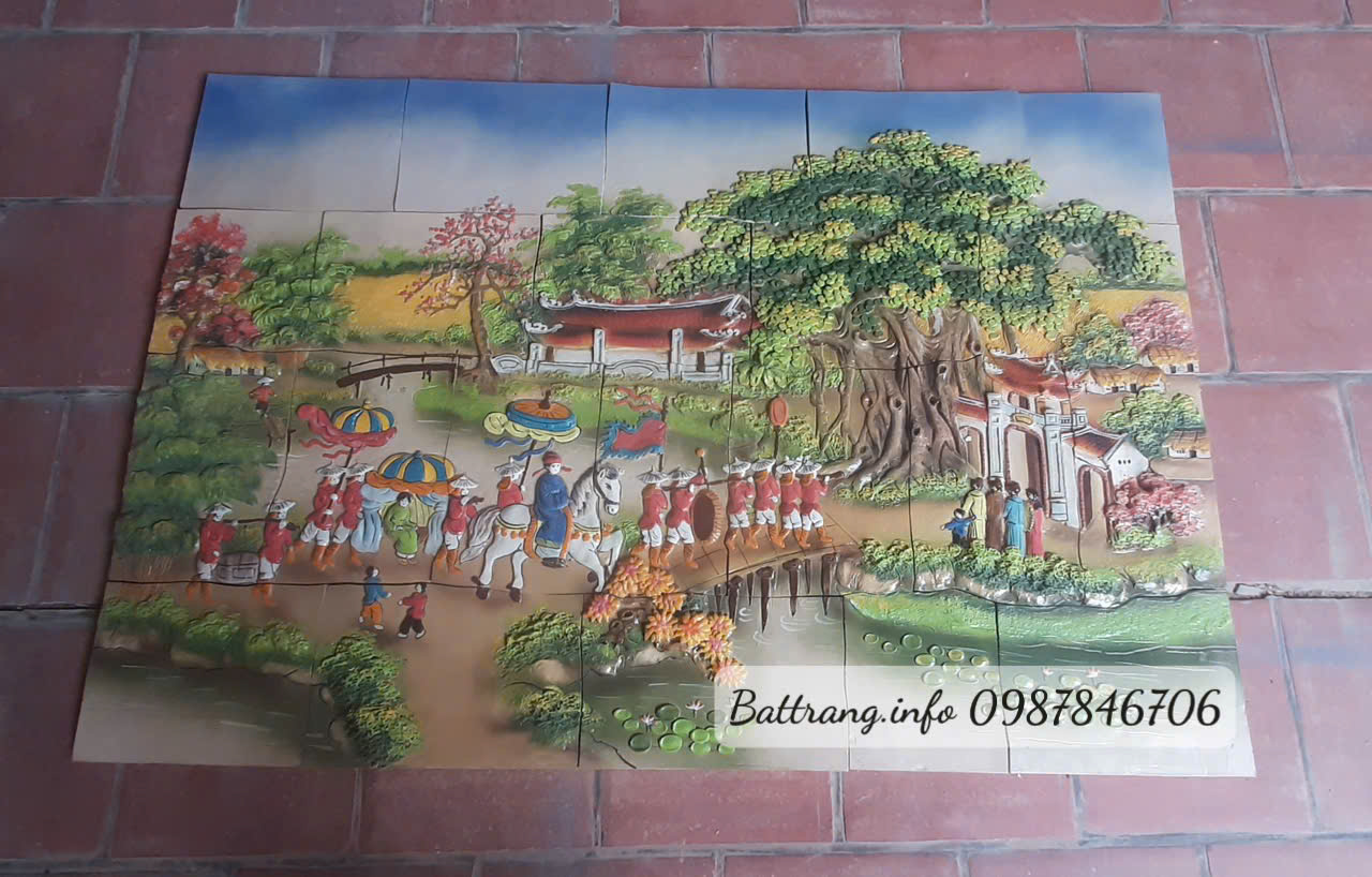Tranh Gốm Ghép Mảnh Trang Trí Sân Vườn Cao Cấp Bát Tràng