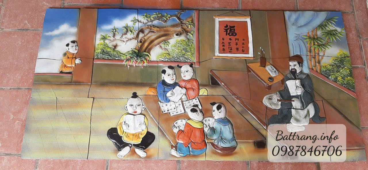 Tranh Gốm Ghép Mảnh Trang Trí Sân Vườn Cao Cấp Bát Tràng