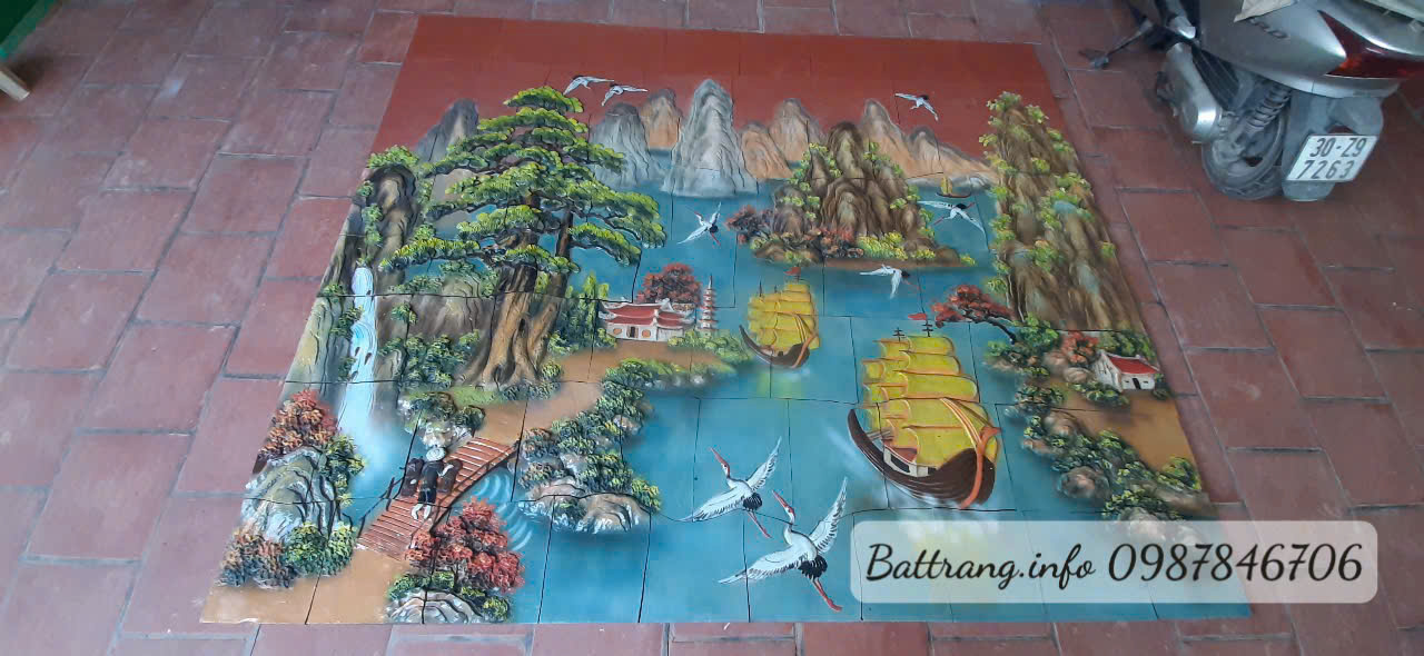 Tranh Gốm Ghép Mảnh Trang Trí Sân Vườn Cao Cấp Bát Tràng