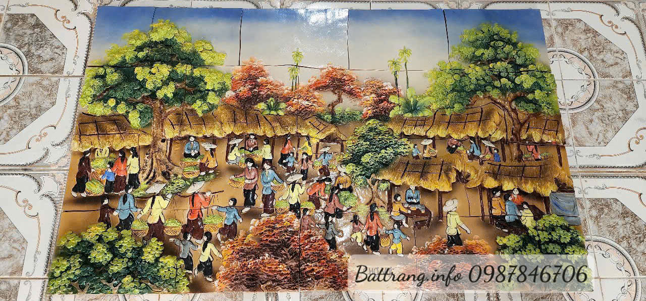 Tranh Gốm Ghép Mảnh Trang Trí Sân Vườn Cao Cấp Bát Tràng