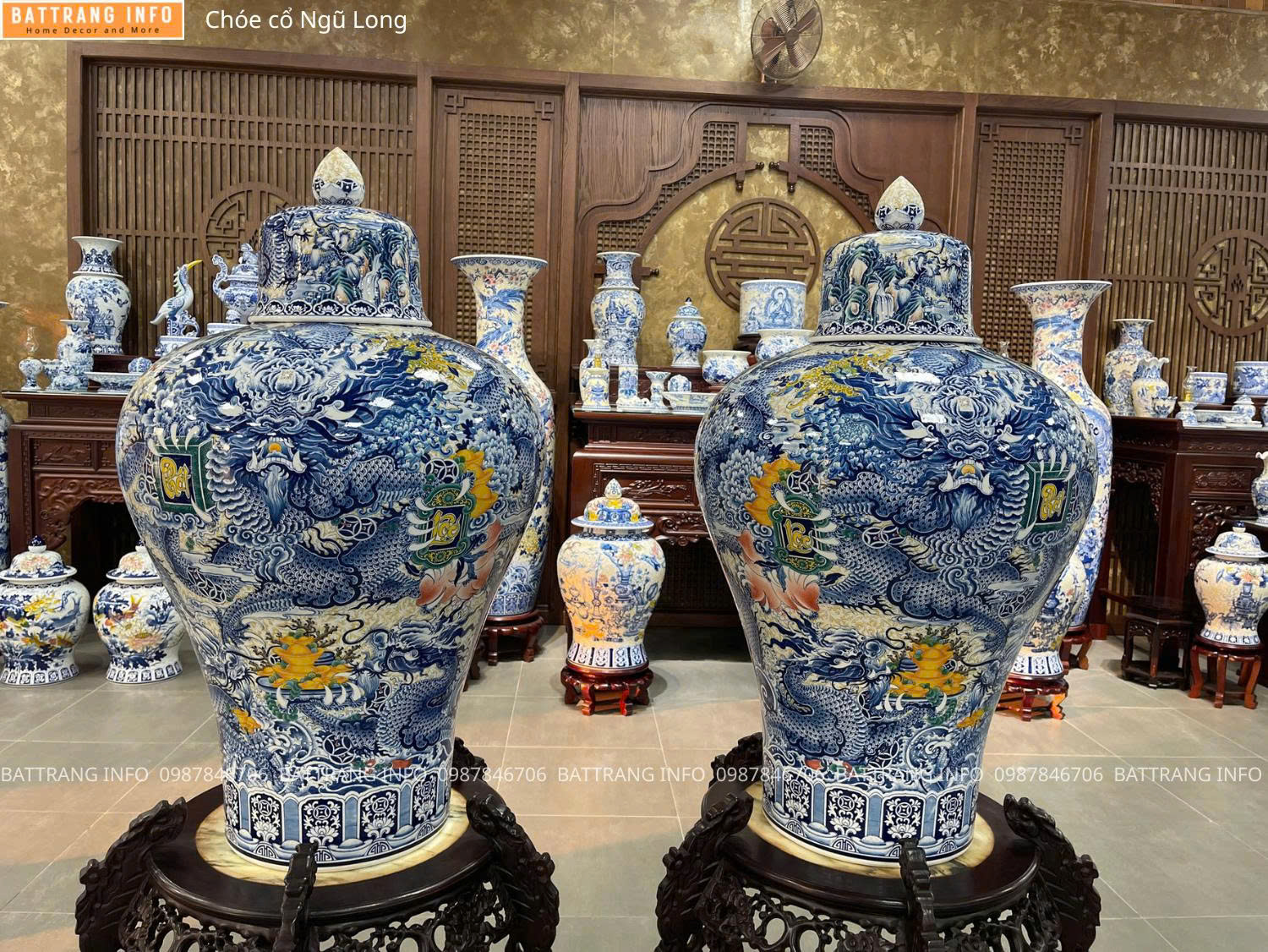 Choé Cổ Ngũ Long Vẽ Tay Thủ Công Cao Cấp Bát Tràng