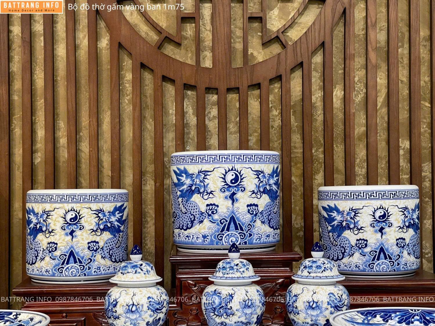 Bộ Đồ Thờ Gấm Vàng Cao Cấp Bát Tràng – Tinh Hoa Tâm Linh Việt