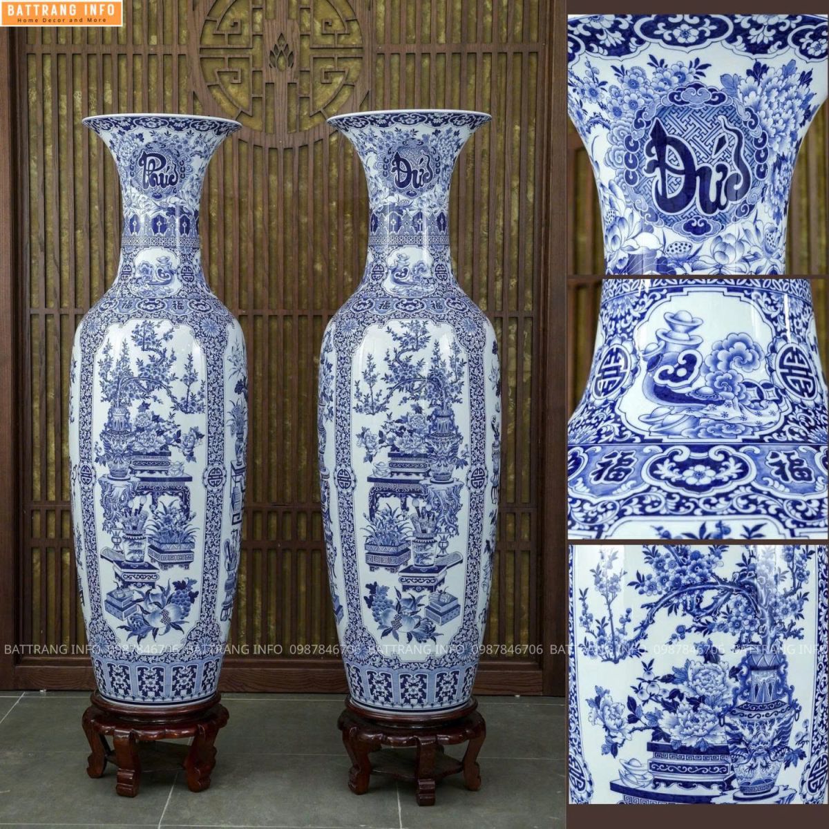 Lộc Bình Tứ Cảnh Cổ Đồ Vip Bát Tràng 2