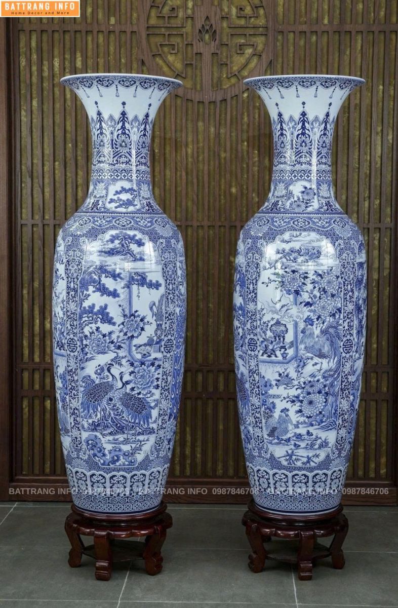 Lộc Bình Tứ Cảnh Men Lam Khử VIP Cao Cấp Bát Tràng