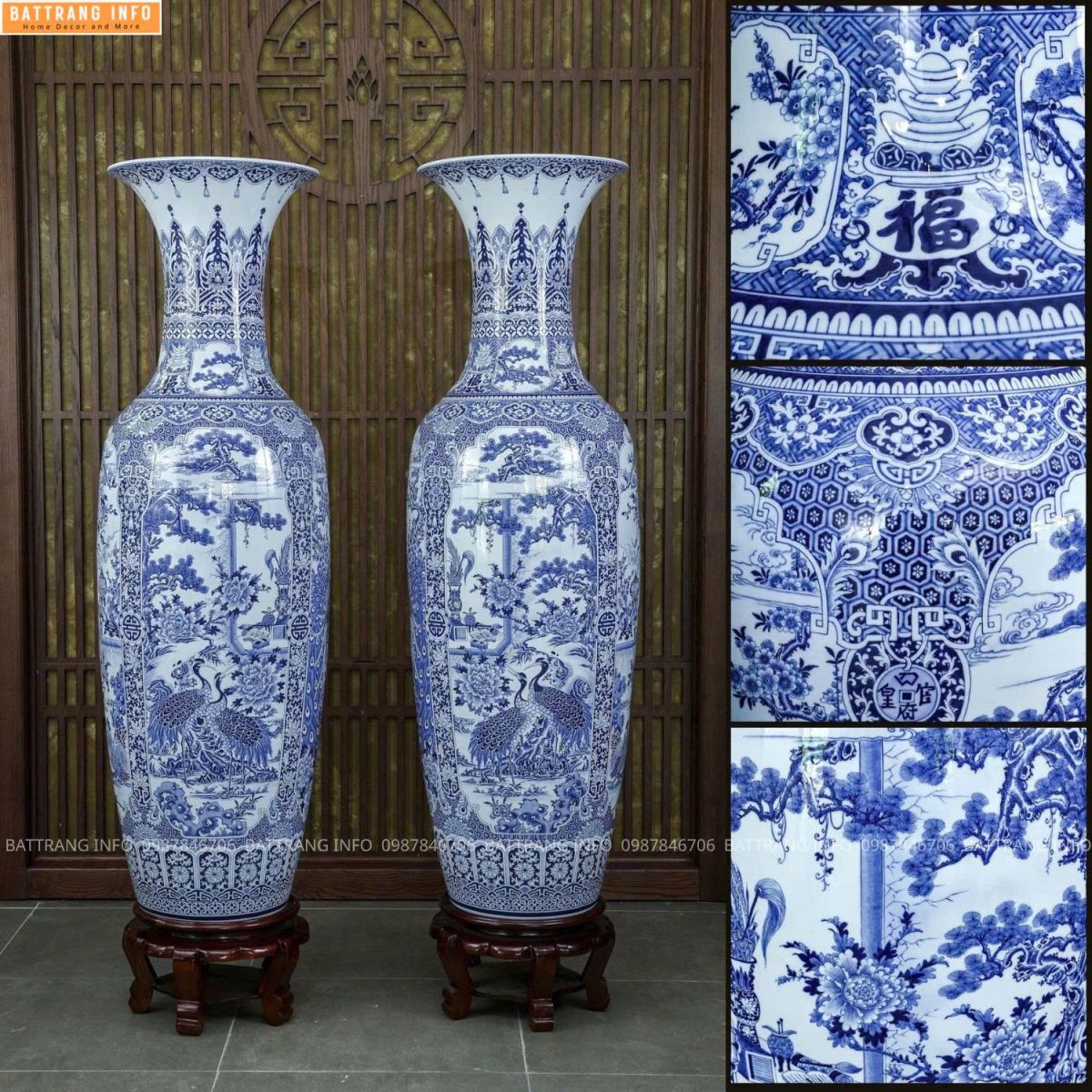 Lộc Bình Tứ Cảnh Men Lam Khử VIP Cao Cấp Bát Tràng 2