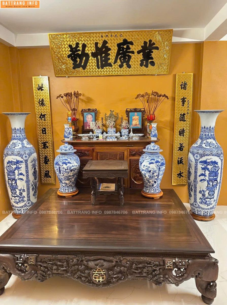 Combo Lộc Bình 1m6 Và Choé Cao 73cm Men Lam Khử Cao Cấp Bát Tràng Tại Nhà Chị Trang – Nam Từ Liêm, Hà Nội